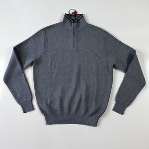 Malbon Evergreen Sorrel Knit 1/4 Zip Sweater Jacket Men's Size Medium Gray
